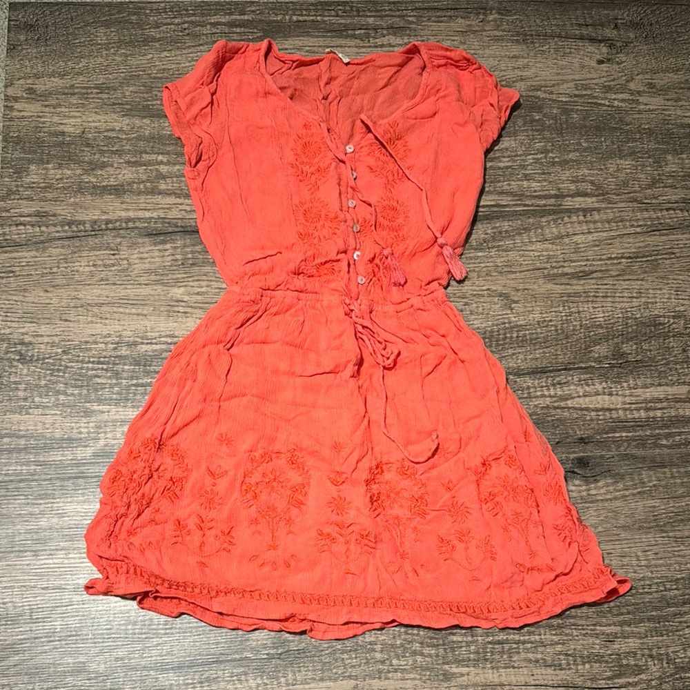 Coral Embroidered Women's Dress